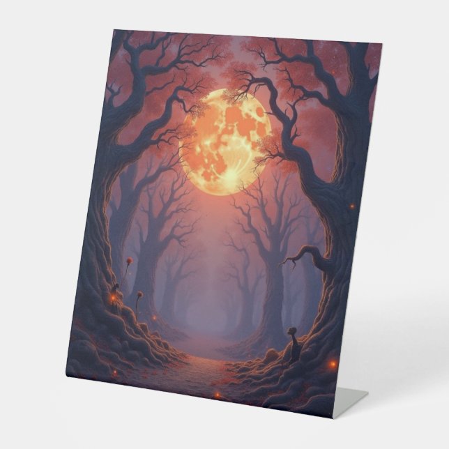 Halloween-Orangenmond Sockelschild (Vorderseite)