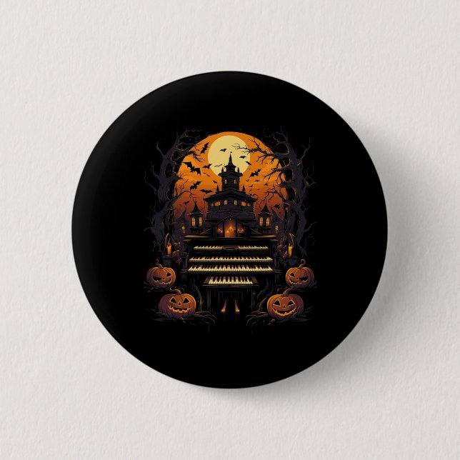 Halloween Orgelspielermusik Button (Vorderseite)
