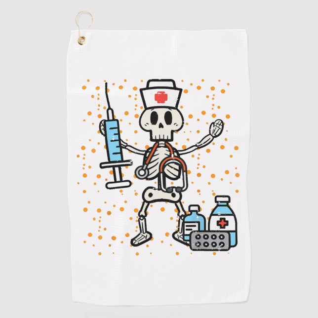 Halloween Orthopädie Krankenschwester Skeleton Scr Golfhandtuch (Vorderseite)
