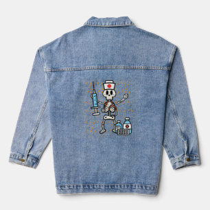 Halloween Orthopädie Krankenschwester Skeleton Scr Jeansjacke