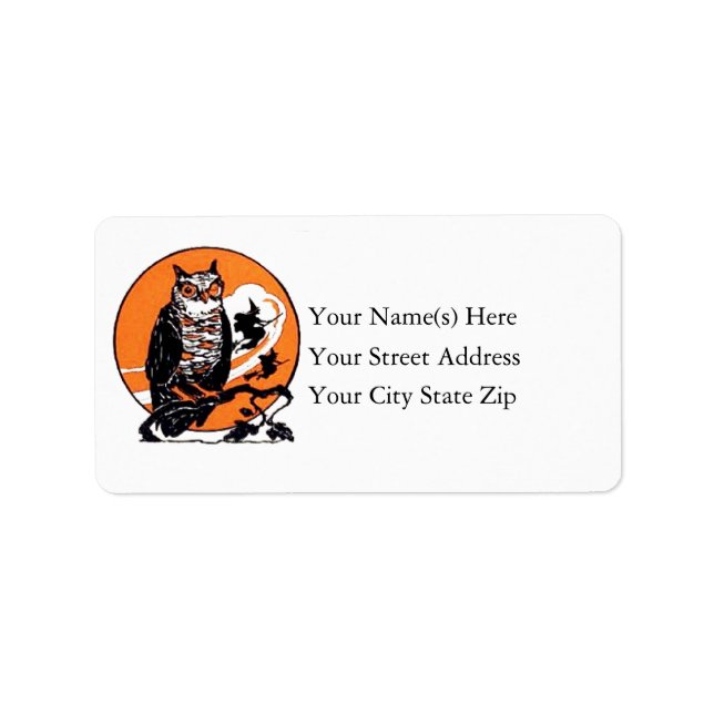 Halloween Owl and Hexen Address Label Adressaufkleber (Vorne)