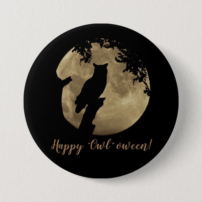 Halloween Owl Button (Vorderseite)