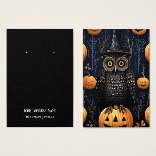 Halloween Owl Earring Display Card (Vorne & Hinten)