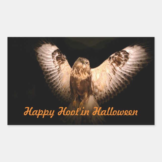 Halloween Owl im Flug Rechteckiger Aufkleber (Vorderseite)