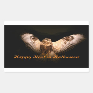 Halloween Owl im Flug Rechteckiger Aufkleber