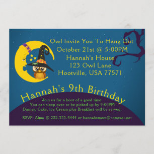 Halloween Owl Moon Slumber Party Einladung