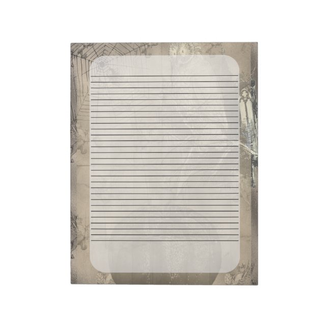 Halloween Owl und Pumpkin Vintage Creepy Notizblock (Rotiert)