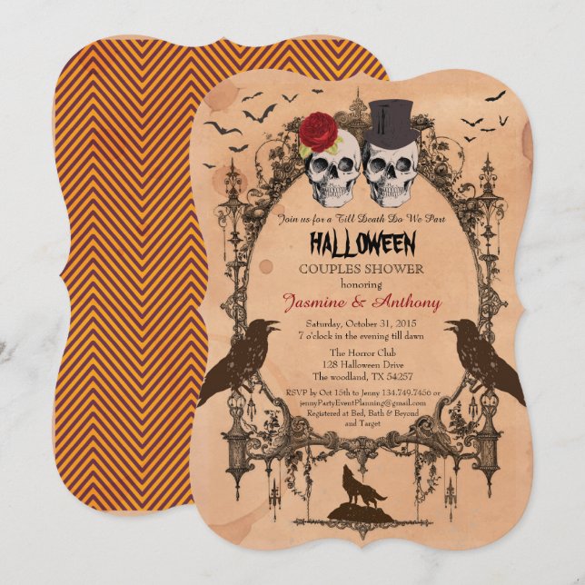 Halloween-Paarduscheneinladung. Vintag Einladung (Vorne/Hinten)