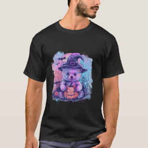 Halloween Panda Bär Hexenhut Pumpkin Bats Spider T-Shirt