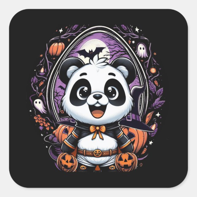 Halloween Panda Classic Square Sticker (Vorderseite)