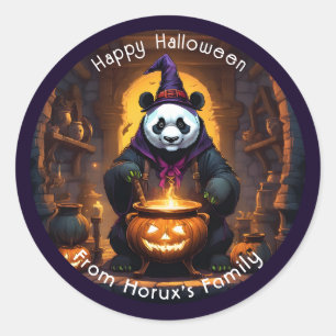 Halloween Panda Magic Runder Aufkleber