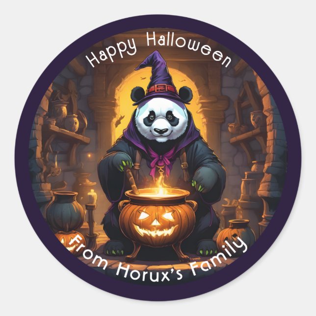 Halloween Panda Magic Runder Aufkleber (Vorderseite)