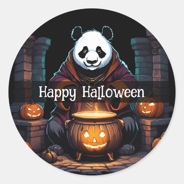 Halloween Panda Runder Aufkleber (Vorderseite)