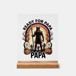 Halloween Papa-Shirt Vintage-Friedhof-Sonnenunterg Acrylschild