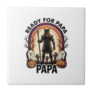Halloween Papa-Shirt Vintage-Friedhof-Sonnenunterg Fliese
