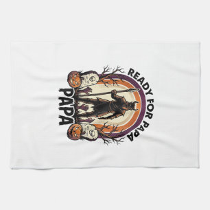 Halloween Papa-Shirt Vintage-Friedhof-Sonnenunterg Geschirrtuch