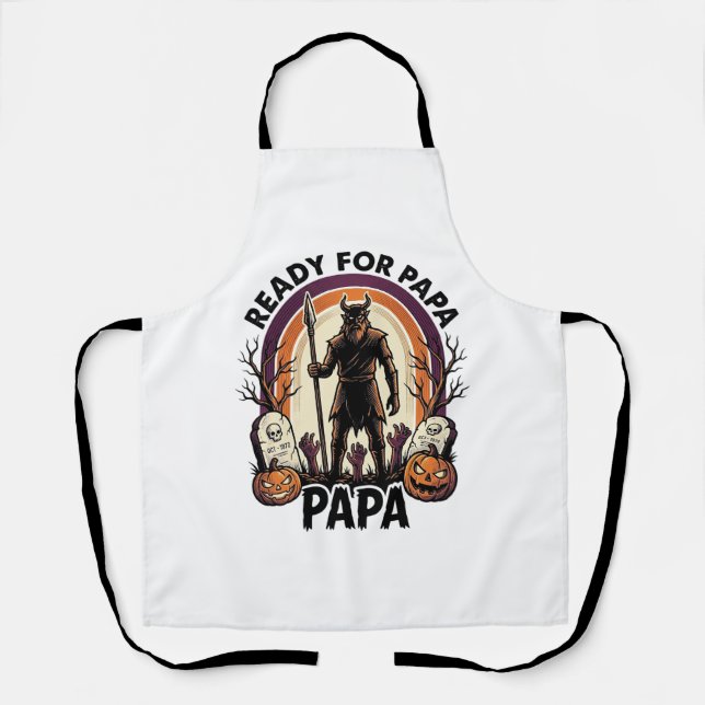 Halloween Papa-Shirt Vintage-Friedhof-Sonnenunterg Schürze (Vorderseite)