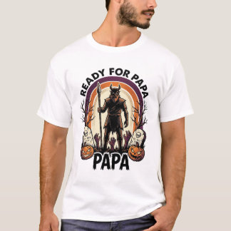 Halloween Papa-Shirt Vintage-Friedhof-Sonnenunterg T-Shirt
