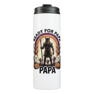 Halloween Papa-Shirt Vintage-Friedhof-Sonnenunterg Thermosbecher