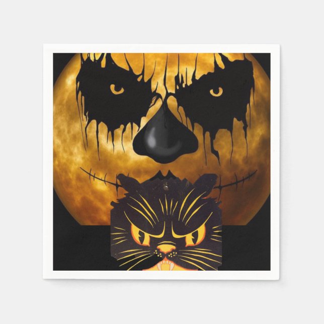 Halloween Paper Napkins, Black Cat Serviette (Vorderseite)