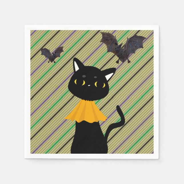 Halloween Paper Napkins, Black Cat Serviette (Vorderseite)