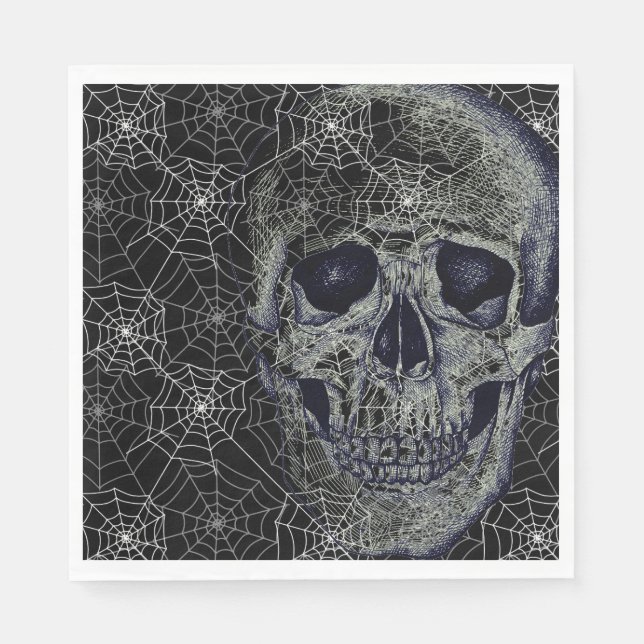 Halloween Paper Napkins-Skull & Webs Serviette (Vorderseite)