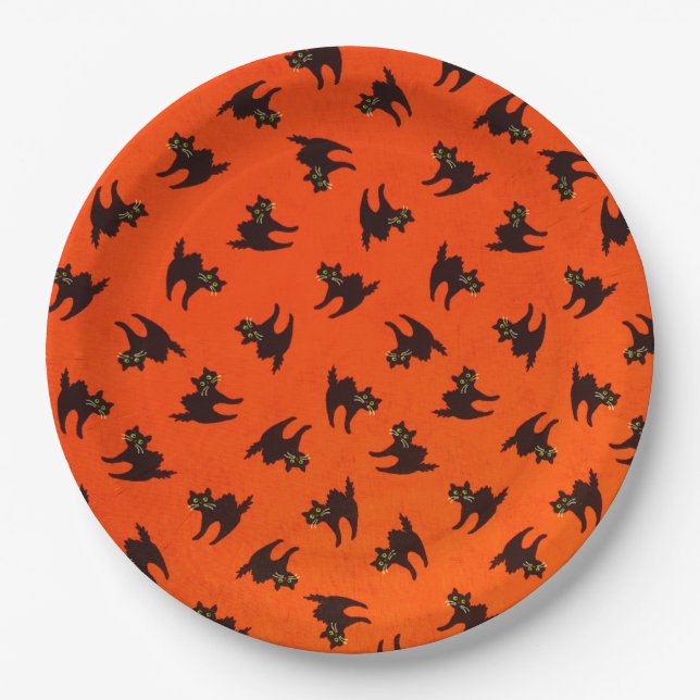 Halloween Paper Teller/Black Cat Pappteller (Vorderseite)