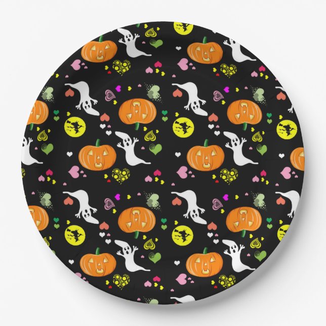 Halloween Paper Teller/Hexen, Geist, Pumpkins Pappteller (Vorderseite)