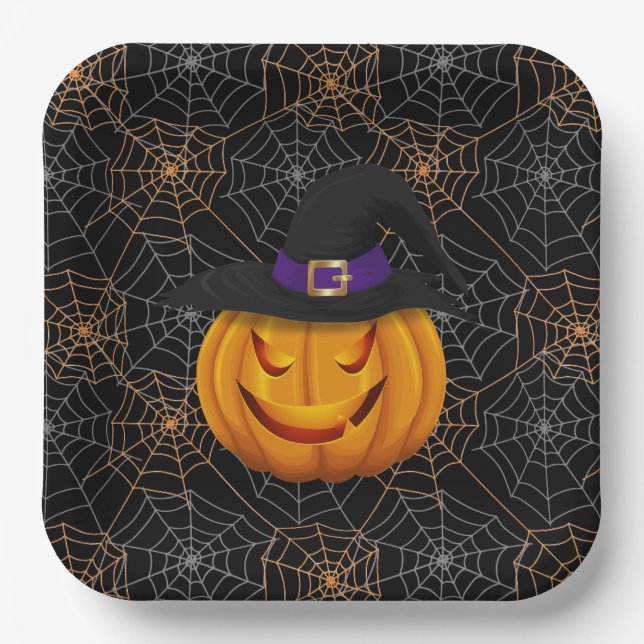Halloween Paper Tellers-Spider Webs & Pumpkin Pape Pappteller (Vorderseite)