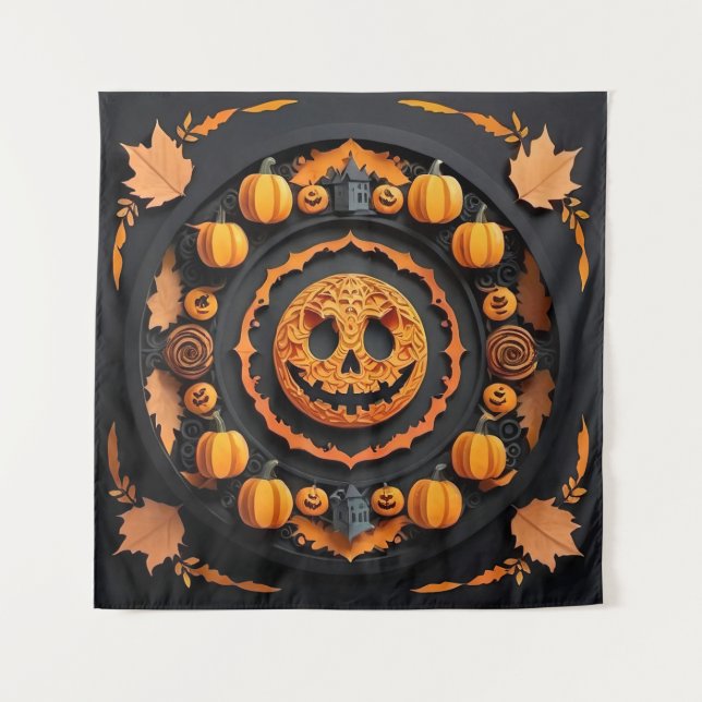 Halloween Papercuat Mandala Wandteppich (Vorderseite)