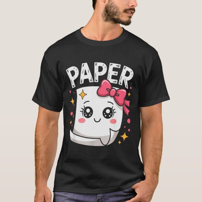 Halloween Papier Schere Stein Matching Süßes Papie T-Shirt (Vorderseite)