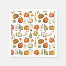 Halloween-Papier-Serviette mit Kürbissen - Weiß