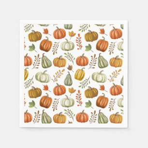 Halloween-Papier-Serviette mit Kürbissen - Weiß Serviette