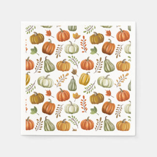 Halloween-Papier-Serviette mit Kürbissen - Weiß Serviette