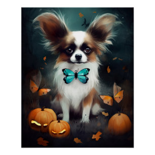 Halloween Papillon mit Kürbissen Gruselig Poster