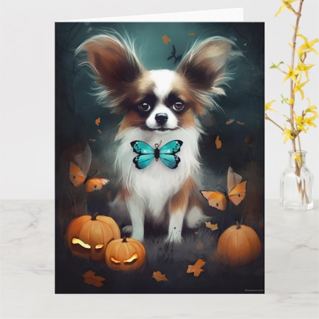 Halloween Papillon mit Pumpkins Beängstigend Karte (Gelbe Blume)