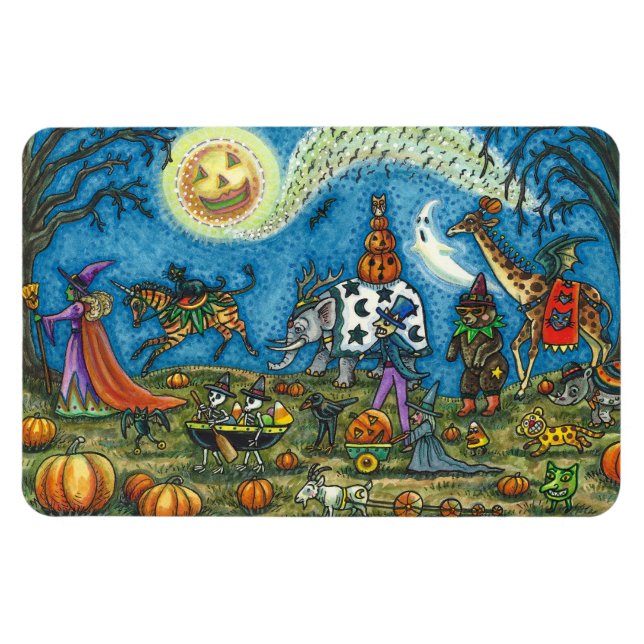 HALLOWEEN PARADE Hexe Giraffe Bear Zebra Skellies Magnet (Horizontal)
