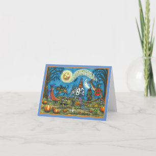 HALLOWEEN PARADE Hexe Giraffe Zebra Skelly BLANK Feiertagskarte