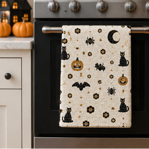 Halloween Pariser Bistro-Mosaik-Kürbis, schwarze K Geschirrtuch