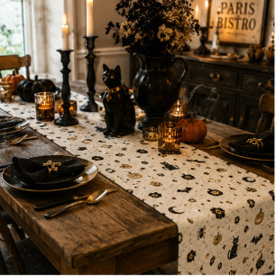 Halloween Pariser Bistromosaik Vintage Gothic Kurzer Tischläufer