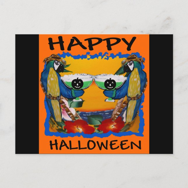 HALLOWEEN PARROTS POSTKARTE (Vorderseite)