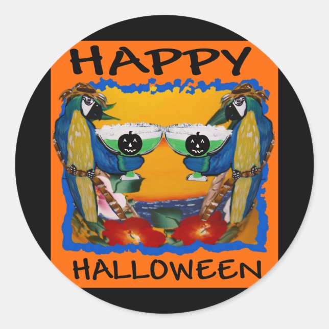 HALLOWEEN PARROTS RUNDER AUFKLEBER (Vorderseite)