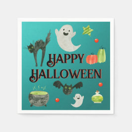 Halloween-Party Aquamarin und grün Serviette