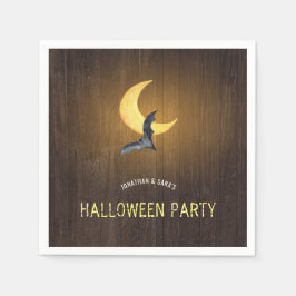 Halloween-Party, Aquarellbat & Moon, rustikal Serviette