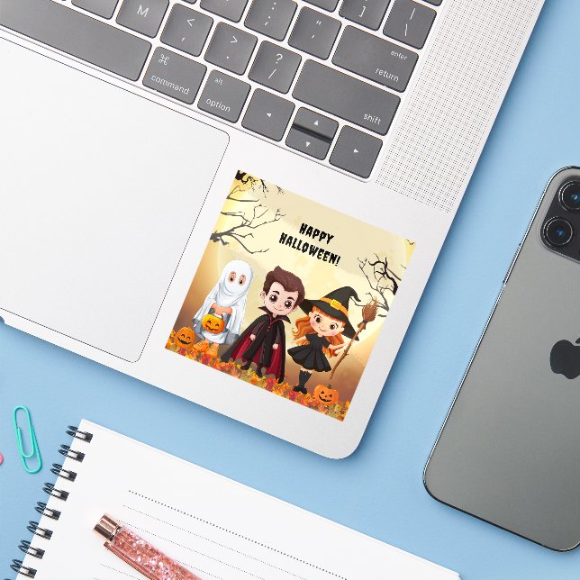 Halloween-Party Aufkleber (Laptop mit iPhone)