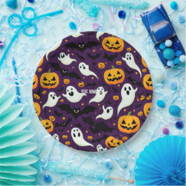 Halloween-Party Bats Pumpkin beängstigendes Muster Pappteller