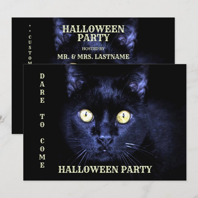 Halloween-Party Beängstigend Black Cat Horror Nigh Einladung (Vorne/Hinten)