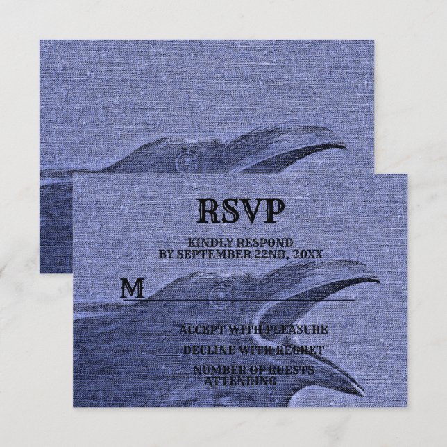 Halloween-Party Beängstigend Craw Lila Blue Spooky RSVP Karte (Vorne/Hinten)