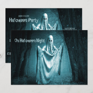 Halloween-Party Beängstigend Ghost Dark Blue Night Einladung