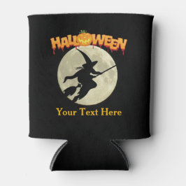 Halloween-Party Beängstigend Hexe auf Broom und Pu Dosenkühler